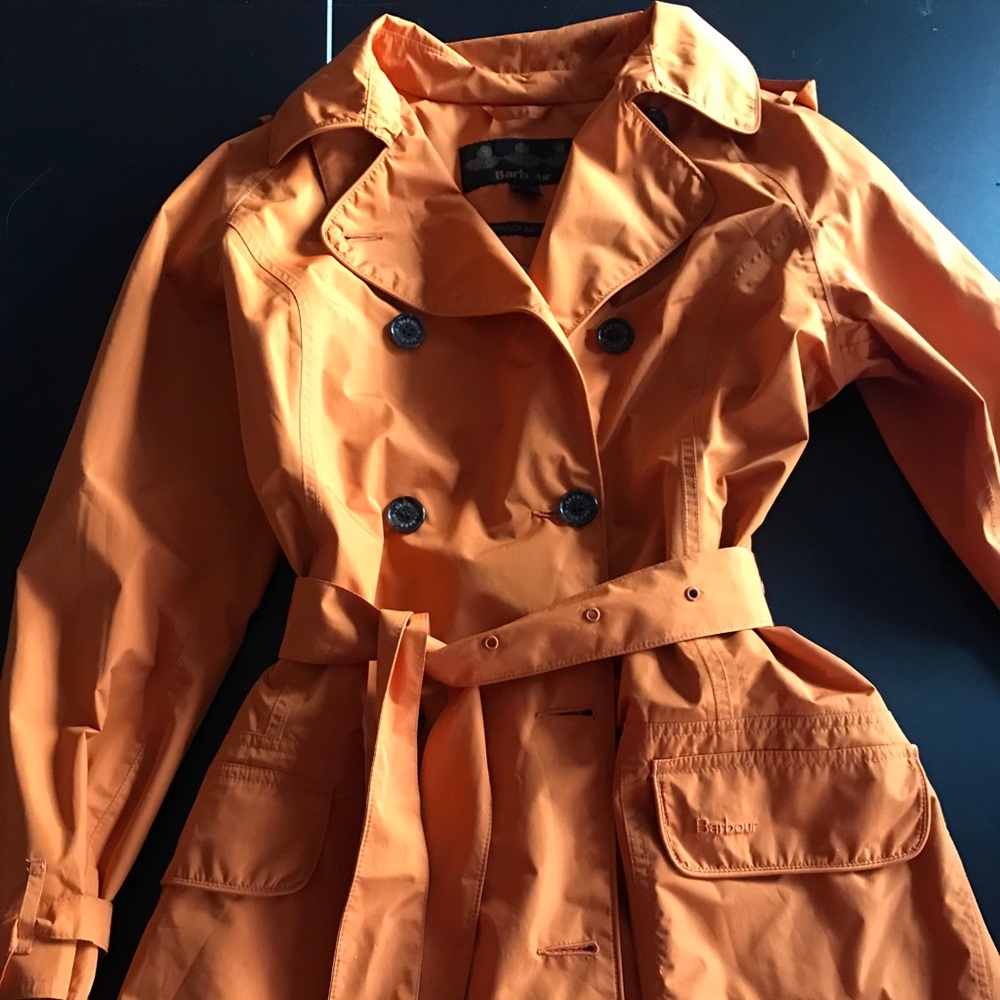 Orange Barbour Trench Coat